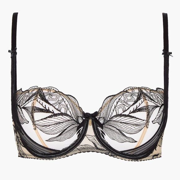 AUBADE Paris FLEUR DE TATTOO Half-cup Black Encre Noire - Picture 5 of 9